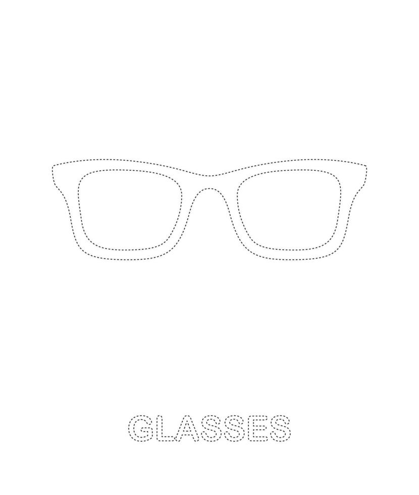 Glasses tracing worksheet for kids vector