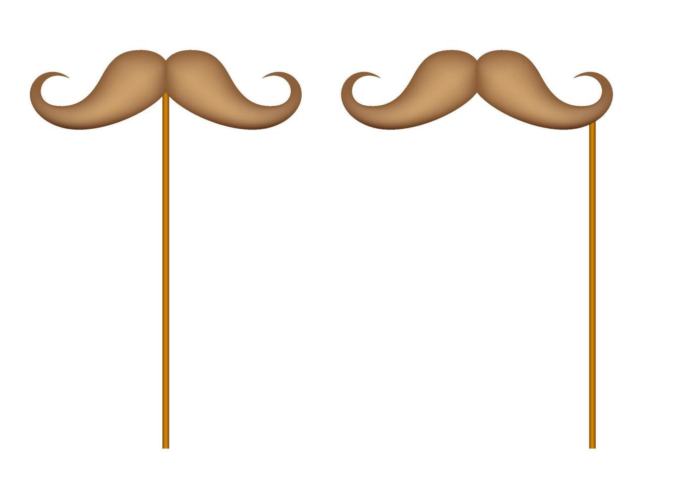 Mustache with wooden stick on white background vector