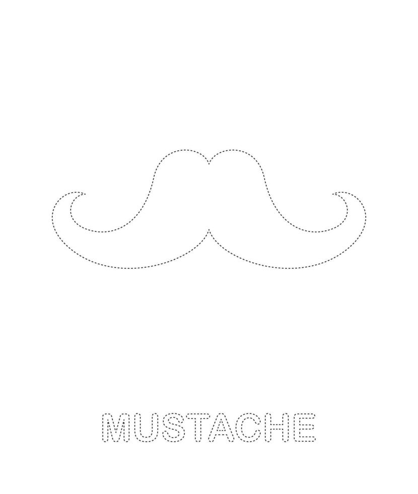 Mustache tracing worksheet for kids vector