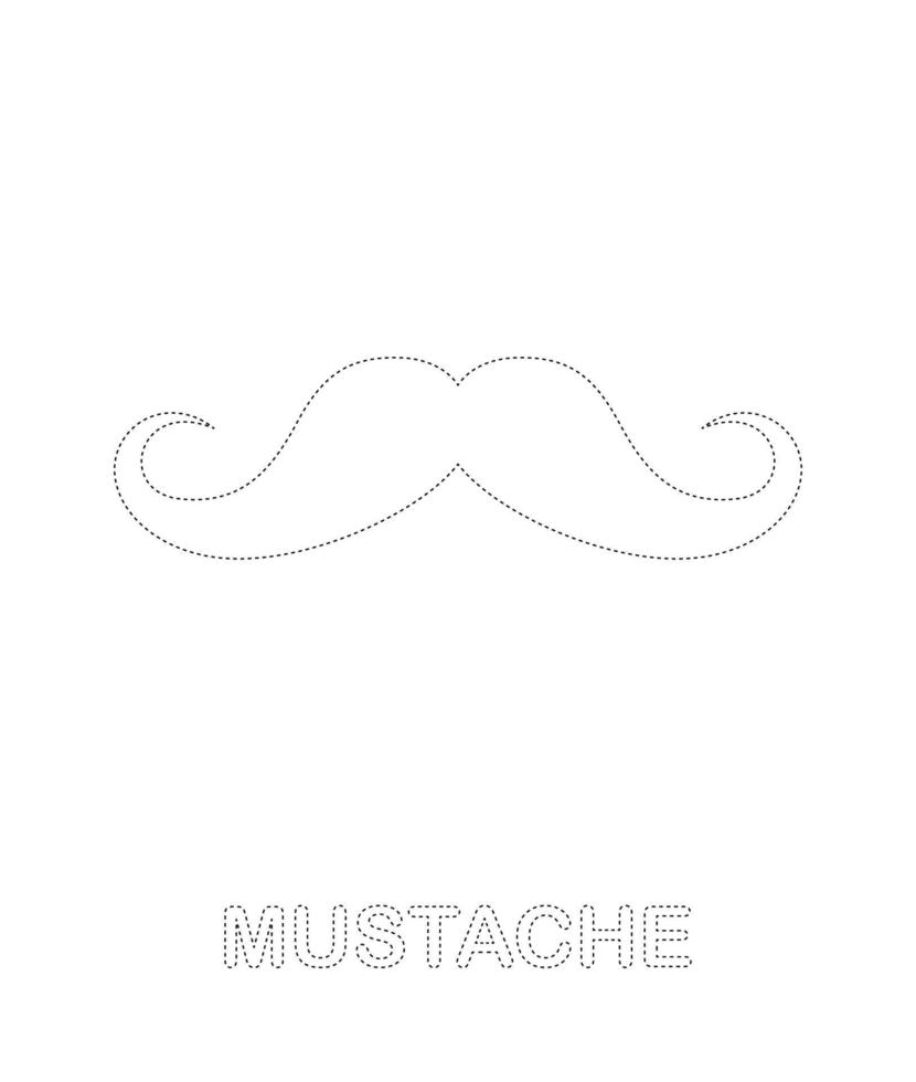 Mustache tracing worksheet for kids vector