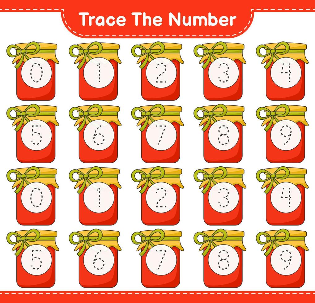 Trace the number. Tracing number with Jam. Educational children game