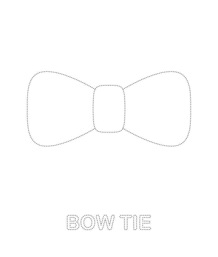 Bow Tie tracing worksheet for kids vector