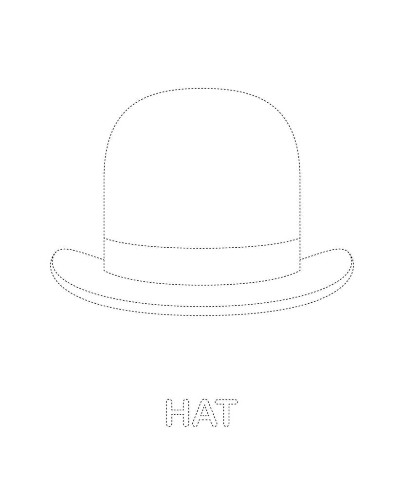 Hat tracing worksheet for kids vector