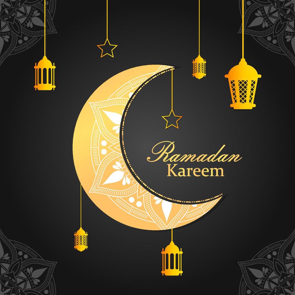 illustration of a ramadan background design with mandala and lantern vector