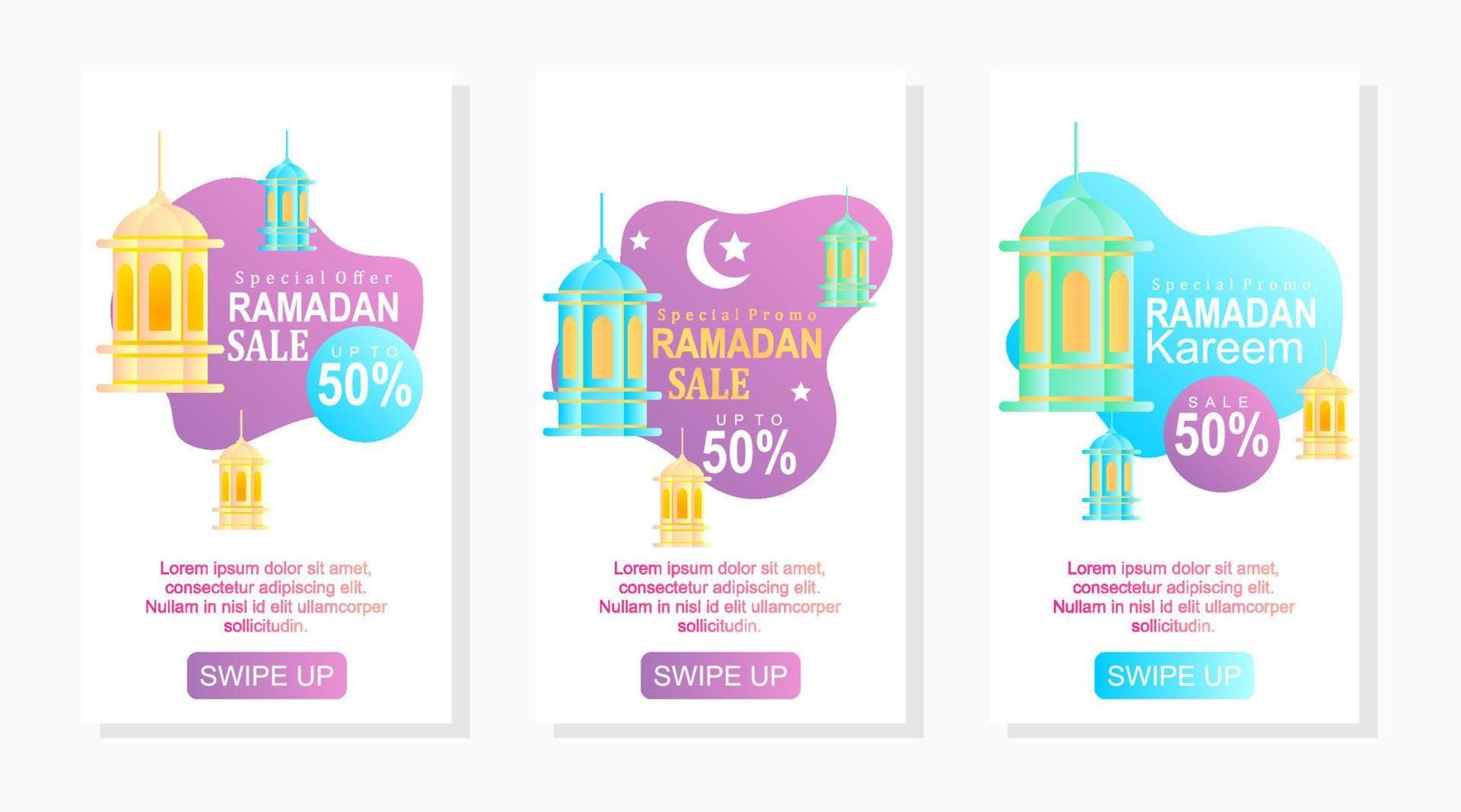 set of banners with ramadan decorations for social media sale banner promotion stories vector