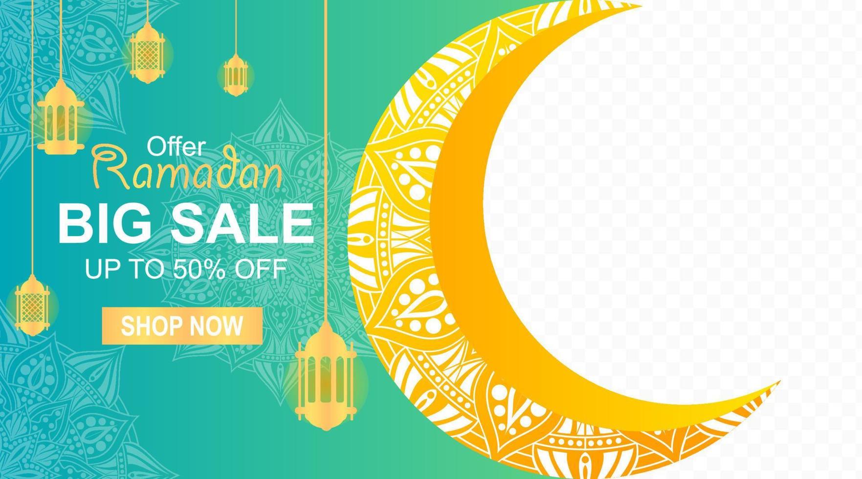 ilustración de un fondo con adorno de mandala para la promoción de banner de venta de ramadan kareem vector