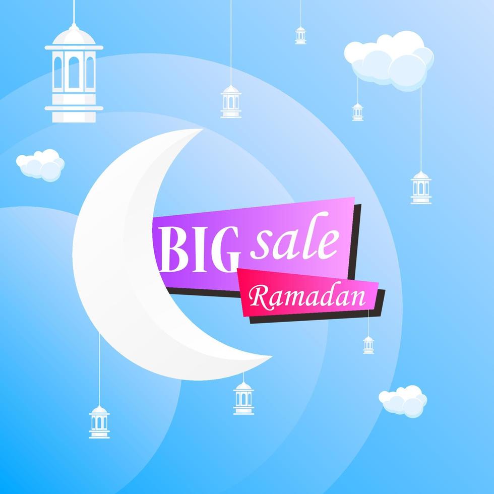 Ramadan Kareem set poster sale and label price tag design with colorfull gradient color vector