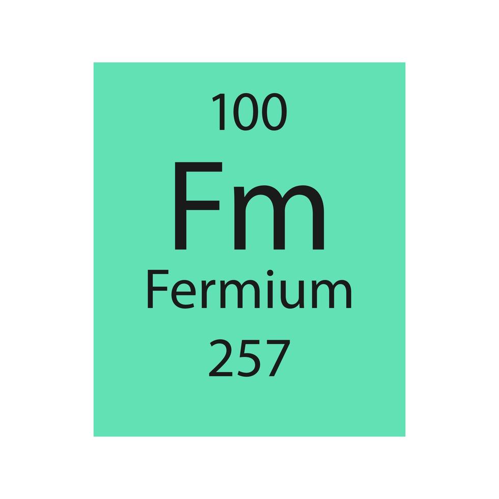 Fermium symbol. Chemical element of the periodic table. Vector illustration.