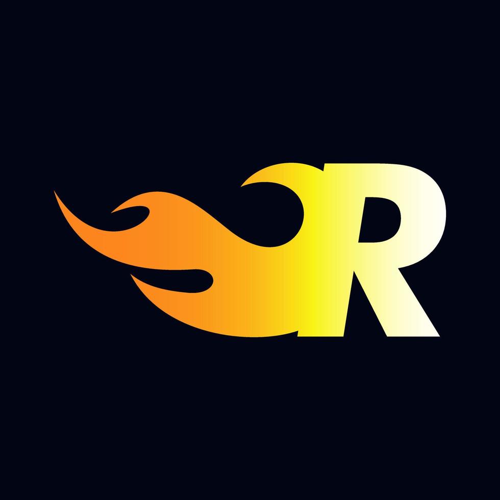 Initial R Flame Logo vector