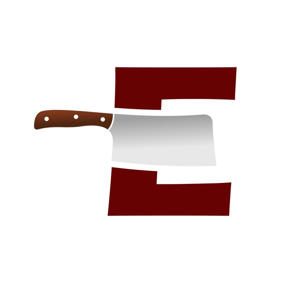 Initial E Chinese Knife vector
