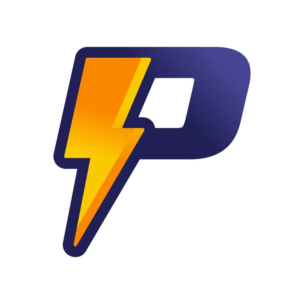 Initial P Thunder logo vector