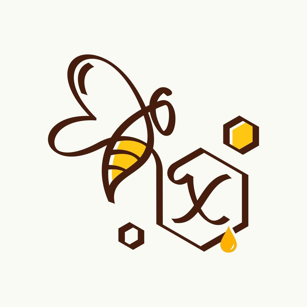 logotipo de abeja x inicial vector