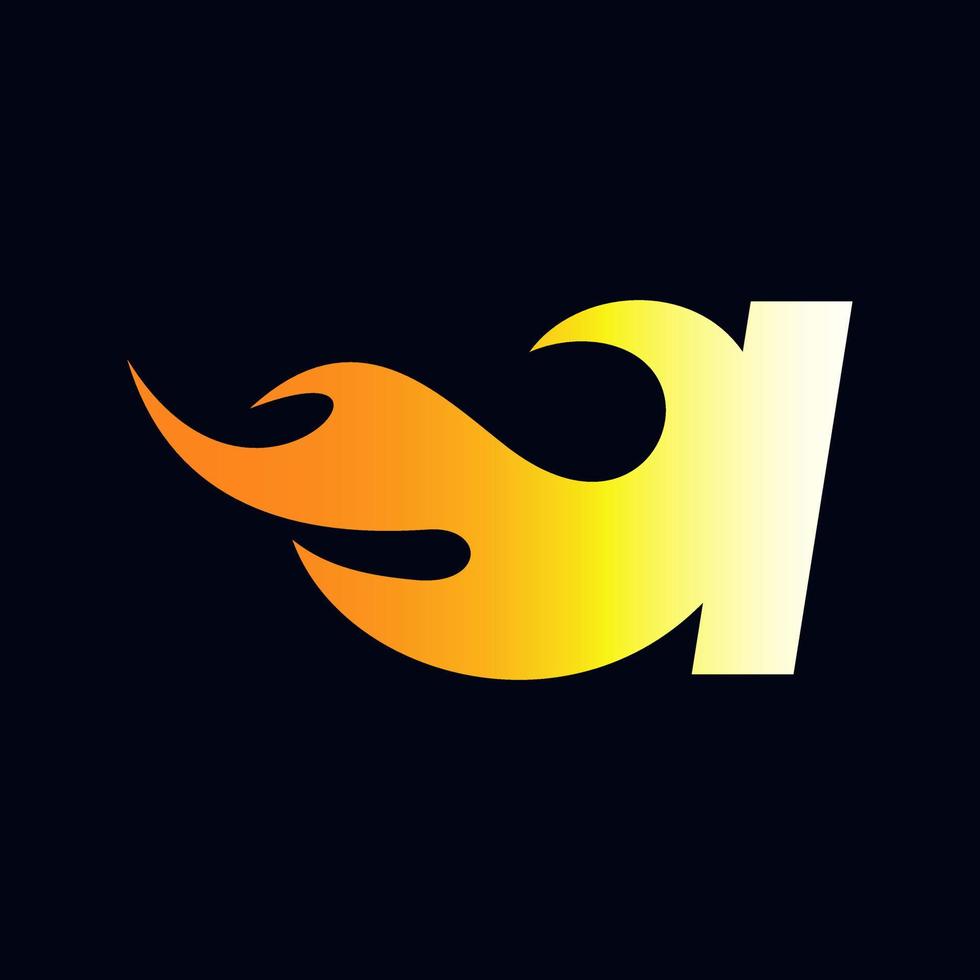 Initial I Flame Logo vector
