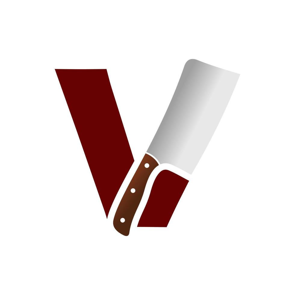 Initial V Chinese Knife vector