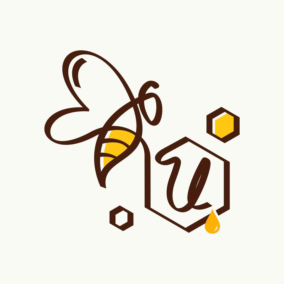 Initial U Bee logo vector