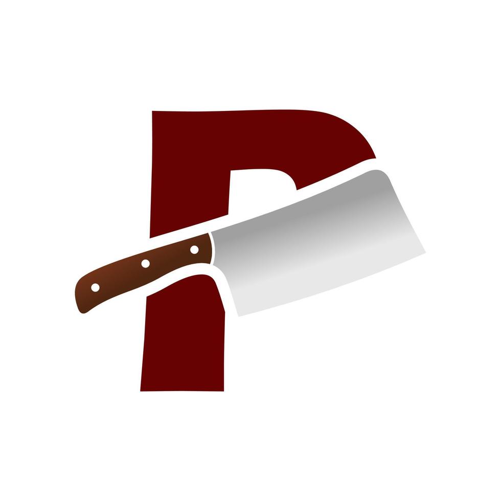 Initial P Chinese Knife vector
