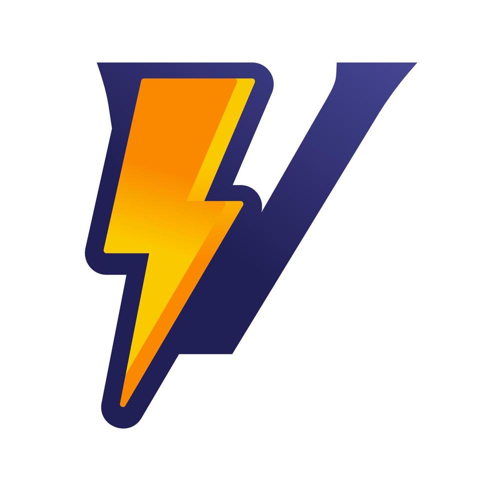 Initial V Thunder logo vector