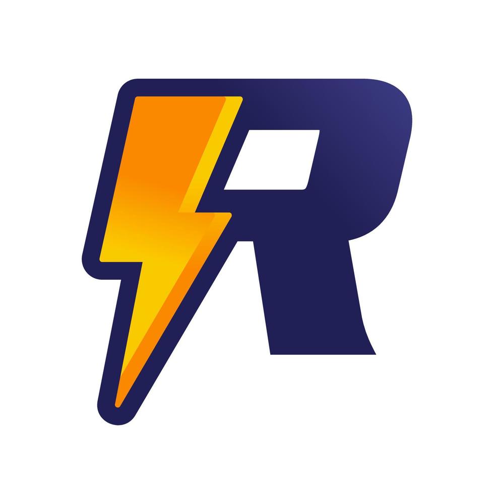 logotipo inicial de r trueno vector