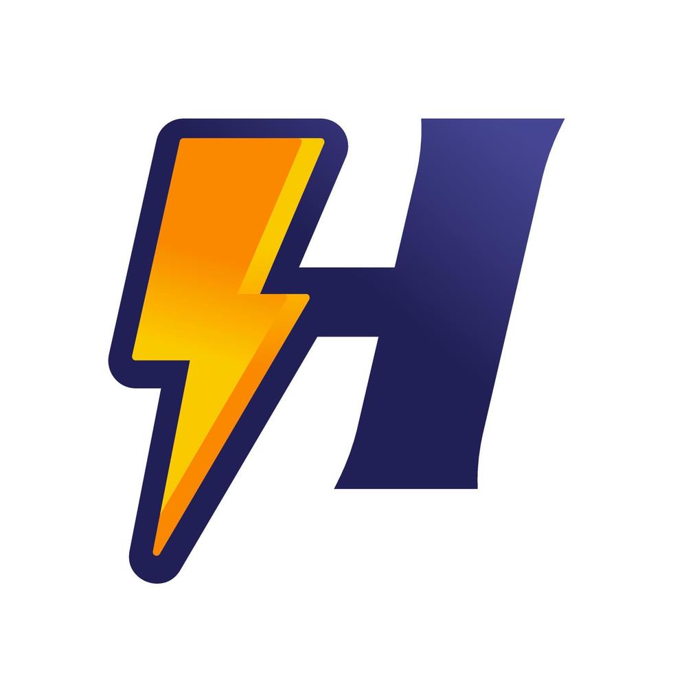 logotipo de trueno h inicial vector