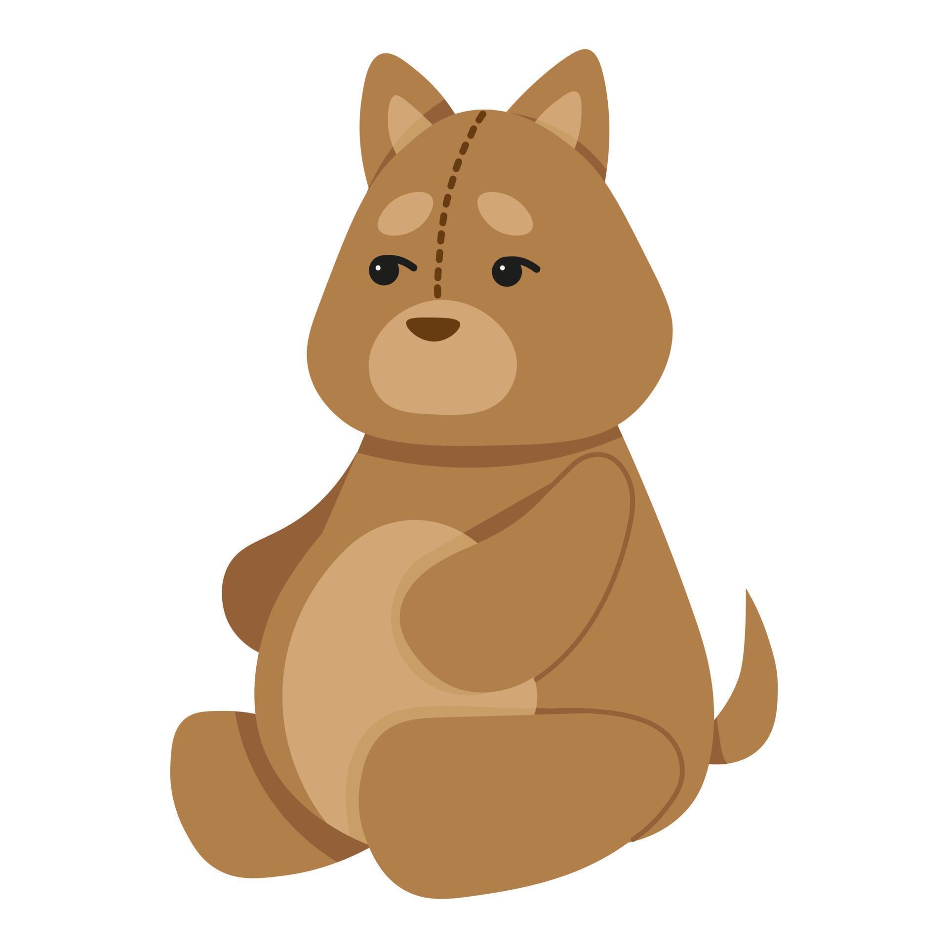 Cute stuffed dog. Vector illustration in a flat style. Plush dog toy