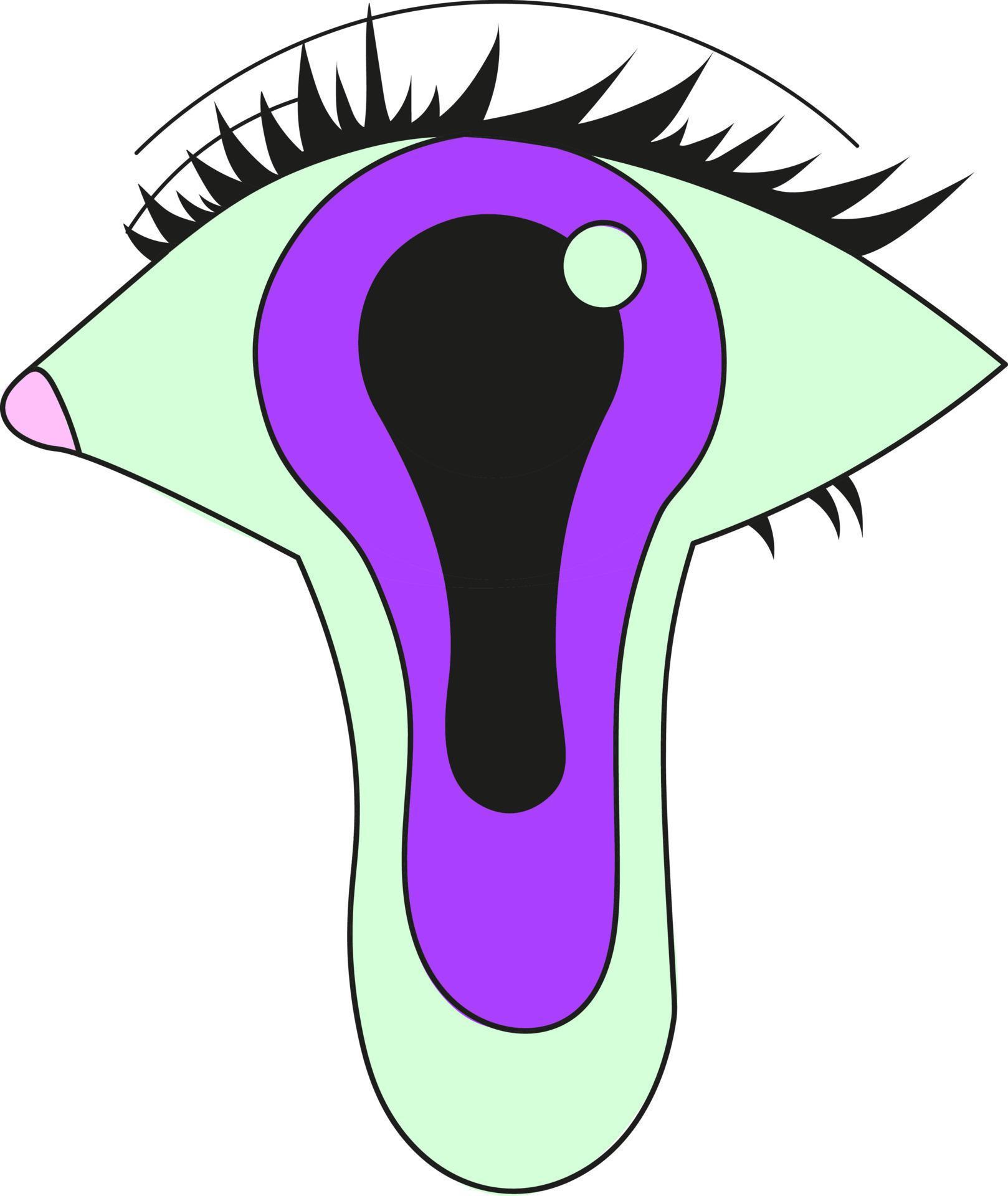 A psychedelic eye with a leaking pupil. Vector illustration isolated on