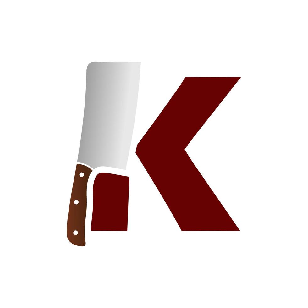 Initial K Chinese Knife vector
