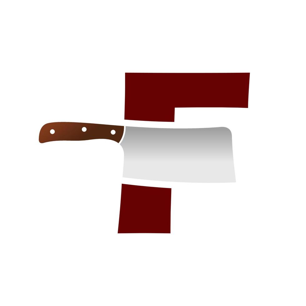 Initial F Chinese Knife vector