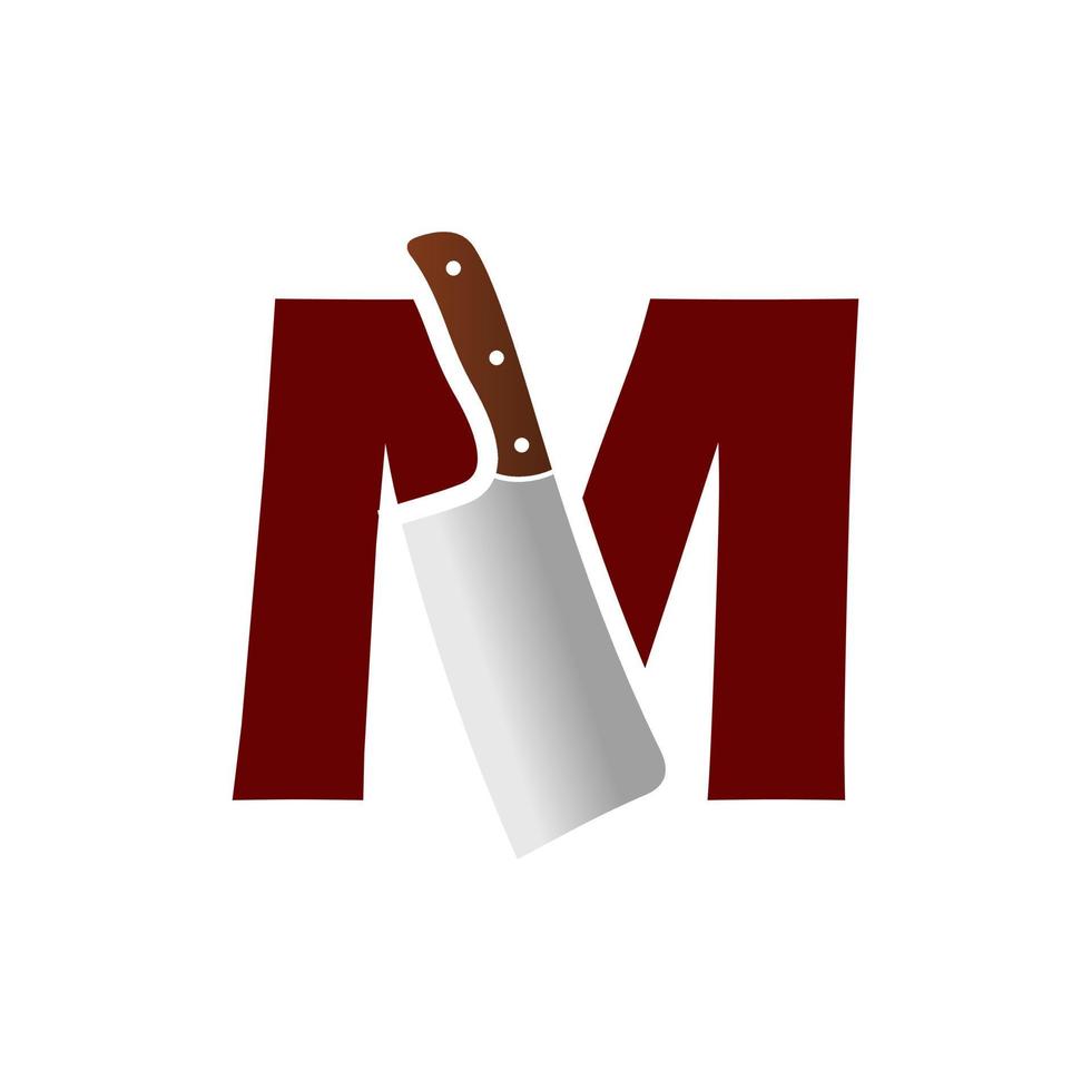 Initial M Chinese Knife vector