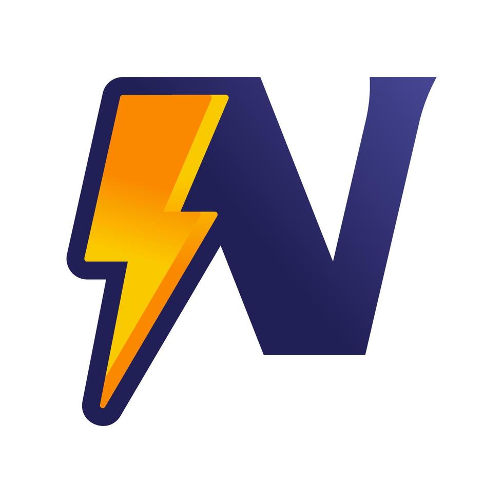 Initial N Thunder Logo vector