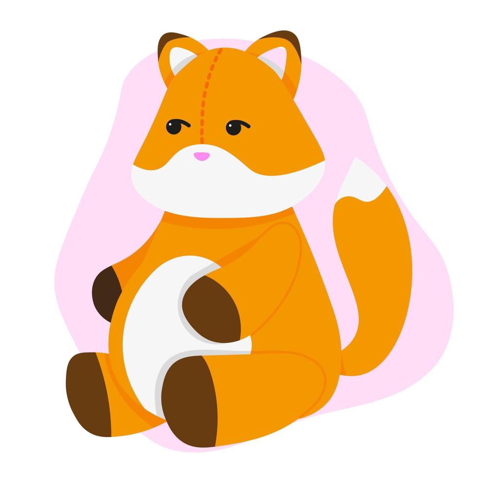 Cute stuffed fox. Vector illustration in a flat style. Plush toy fox