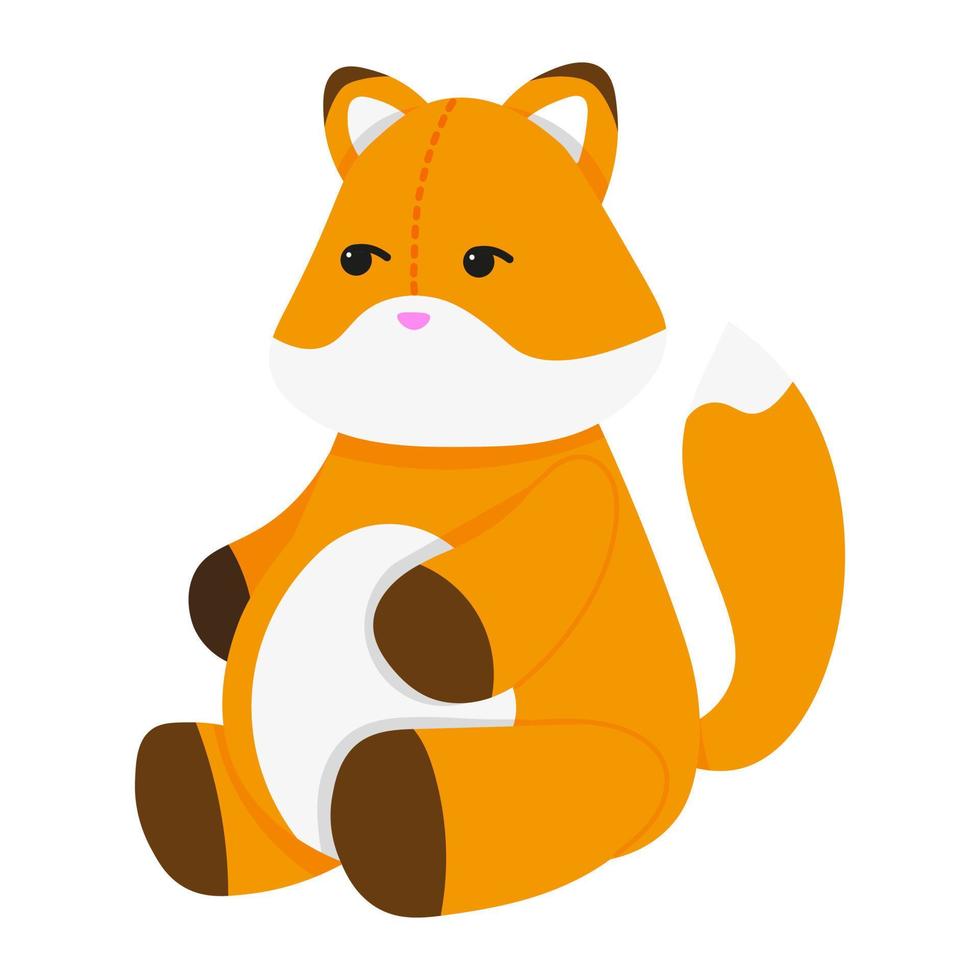 Cute stuffed fox. Vector illustration in a flat style. Plush toy fox