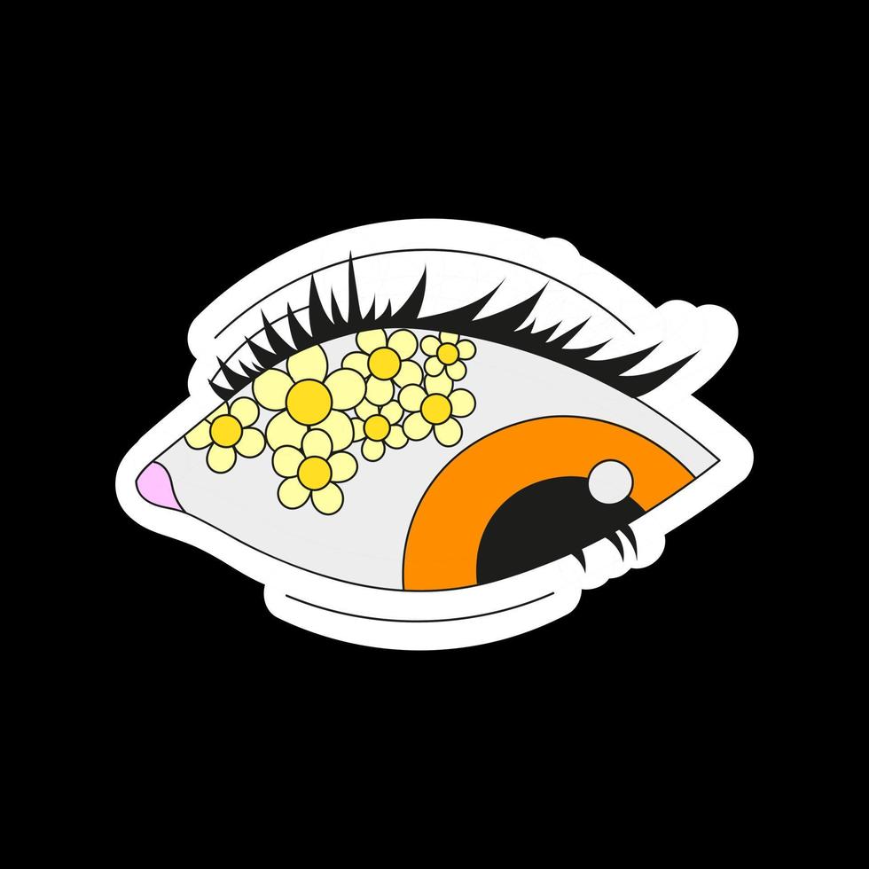 A psychedelic eye with flowers inside. Psychedelics, surrealism. vector