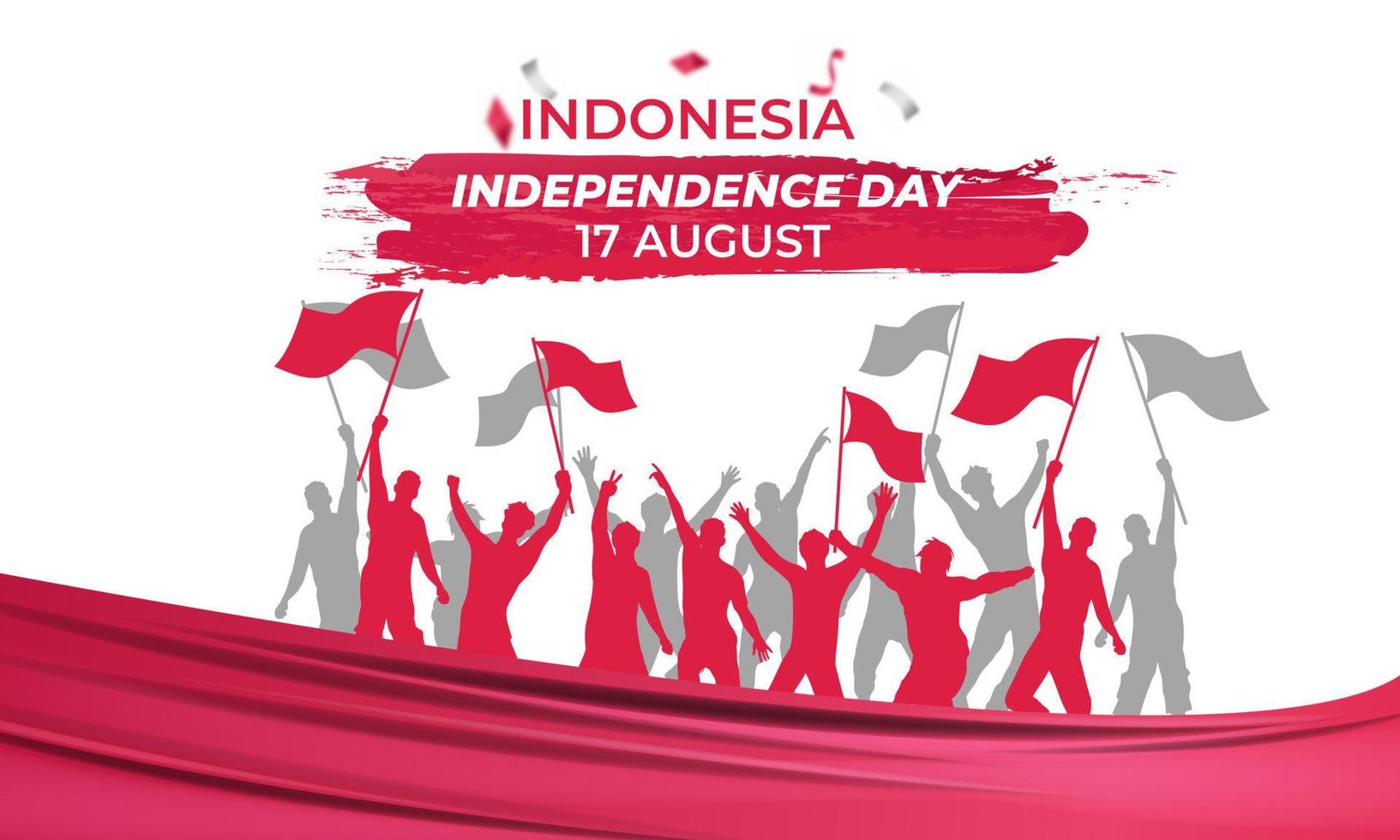 día de la independencia de indonesia. ilustración, pancarta, póster, diseño de fondo vector