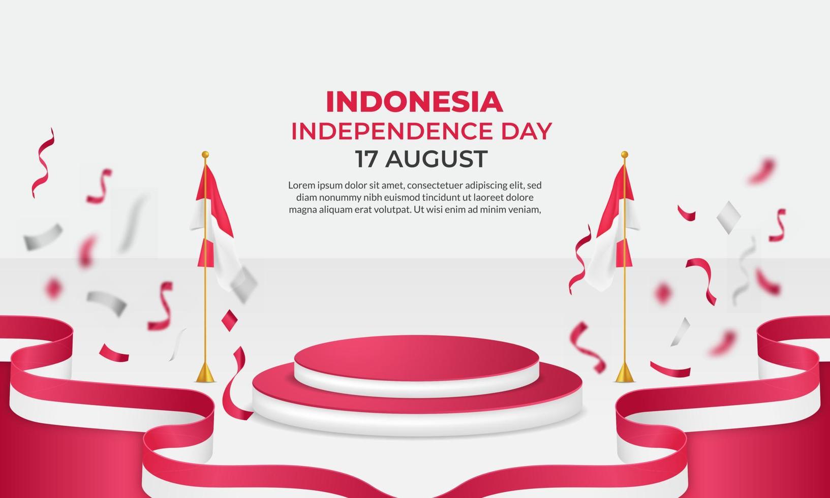 día de la independencia de indonesia. dirgahayu republik indonesia. ilustración, pancarta, póster, diseño de fondo vector