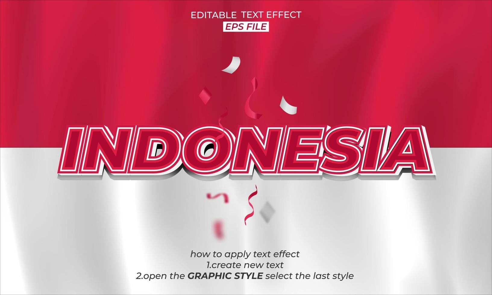indonesia 3d text effect template vector