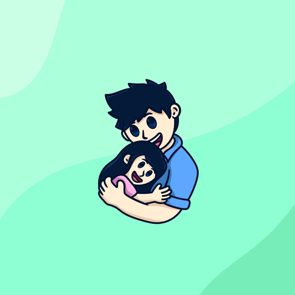 FATHER HUG WITH GIRL vector