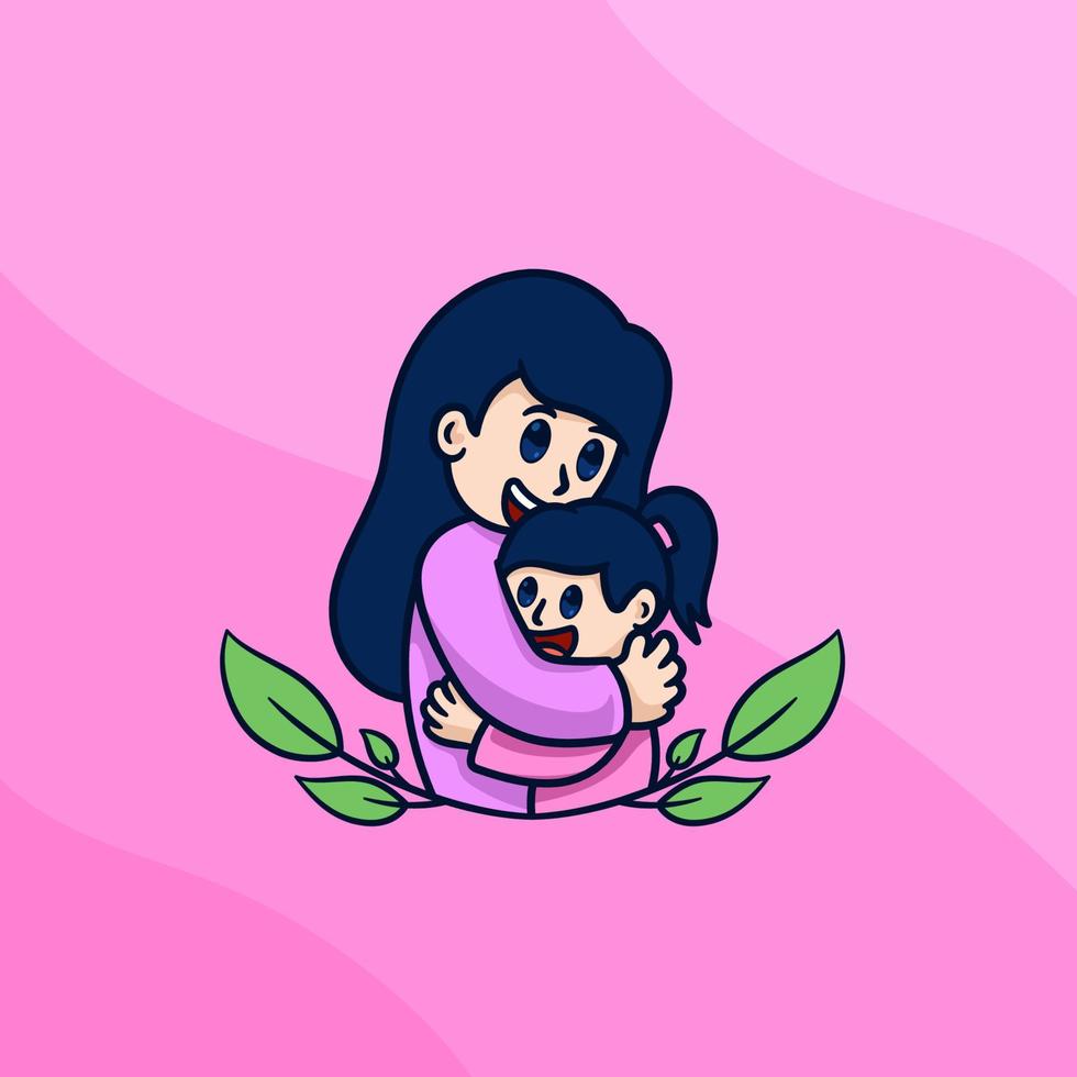 MOTHER HUG WITH GIRL vector