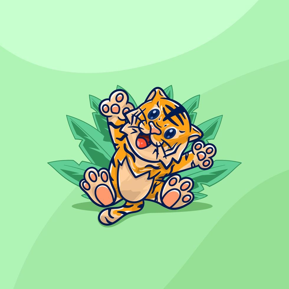 ilustración de dibujos animados lindo tigre vector