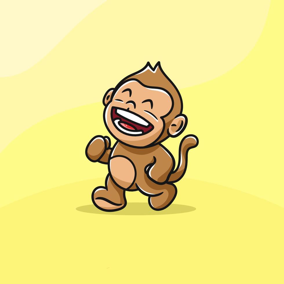 cute monkey happy walking vector