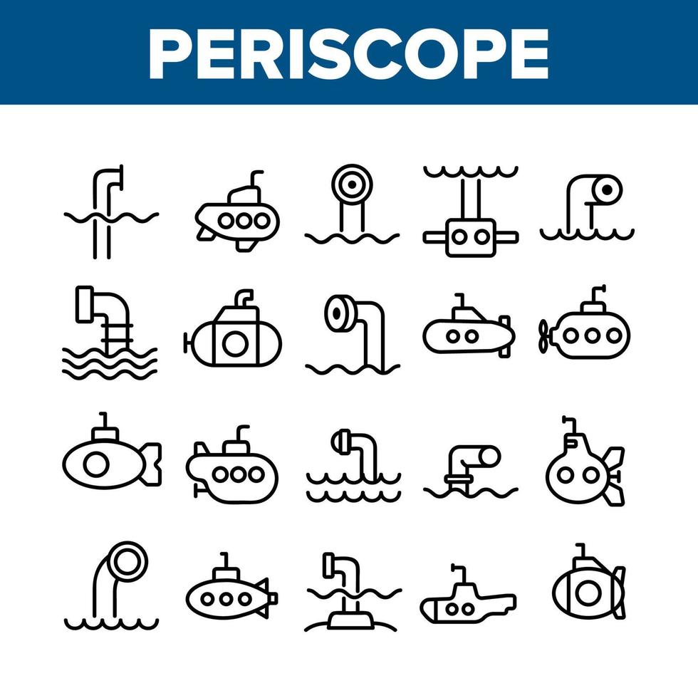 Periscope Collection Elements Icons Set Vector