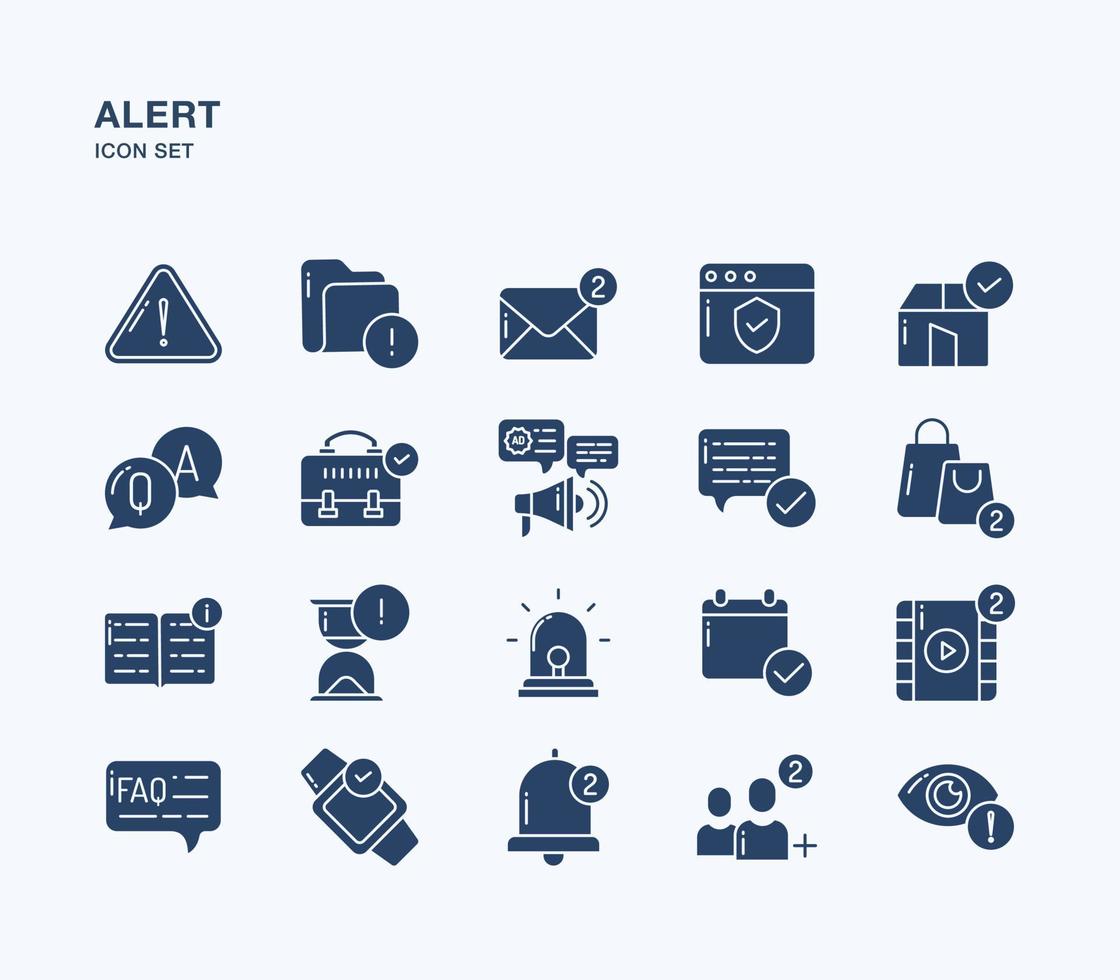 conjunto de iconos sólidos de señal de alerta y advertencia vector