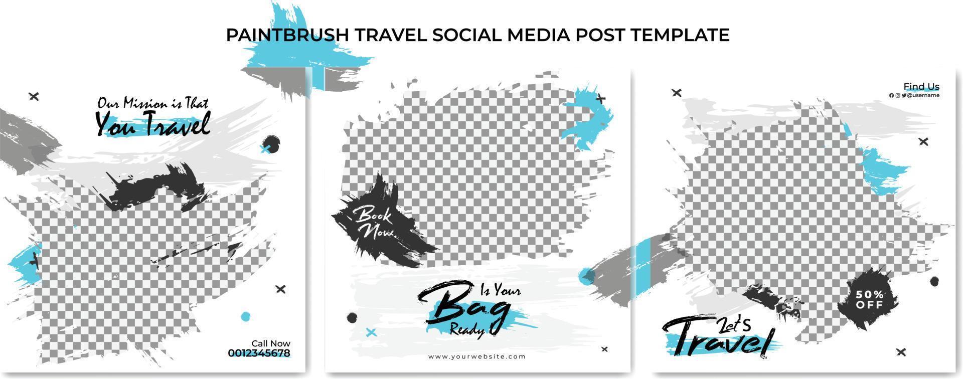 grunge travel social media template vector