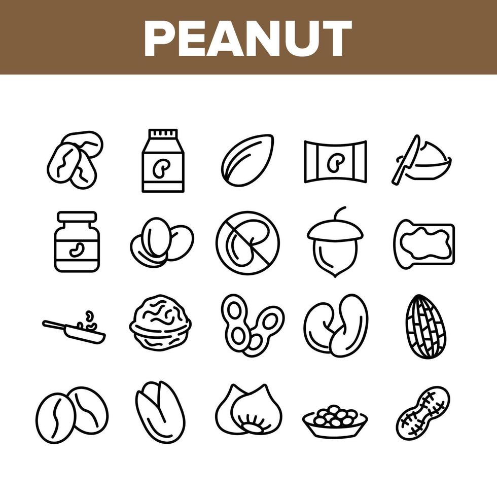 Peanut Food Collection Elements Icons Set Vector