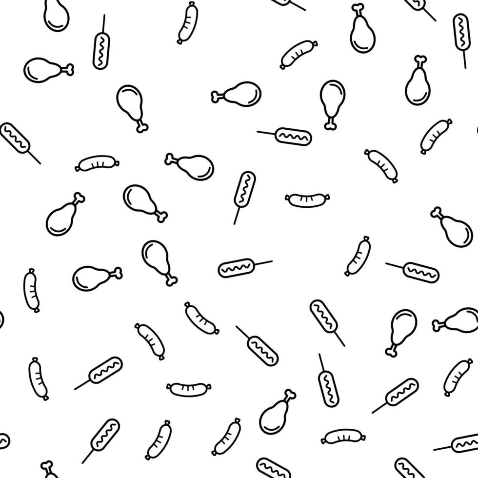 Hot Sausages Corndog On Wand Seamless Pattern vector