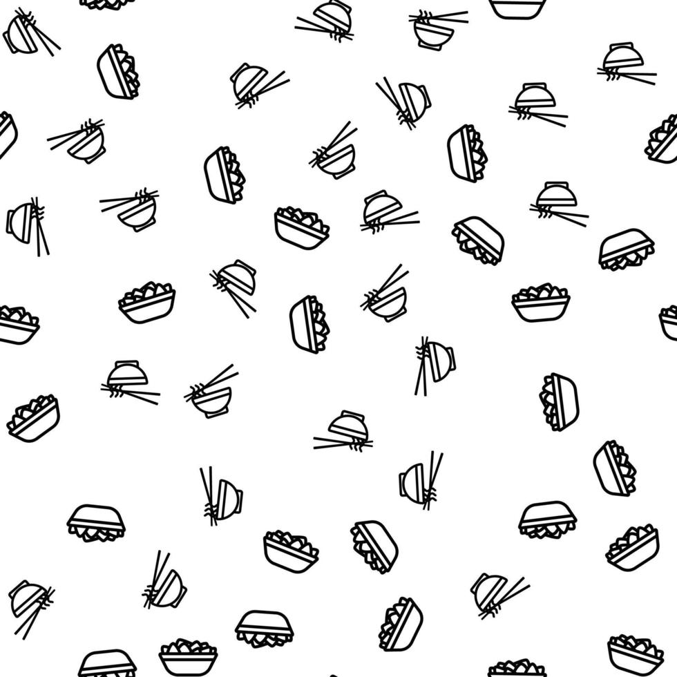 Chinese Noodles Restaurant Meal Seamless Pattern vector