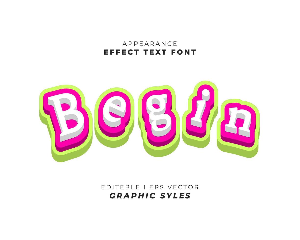 text effect font 3D color. vector