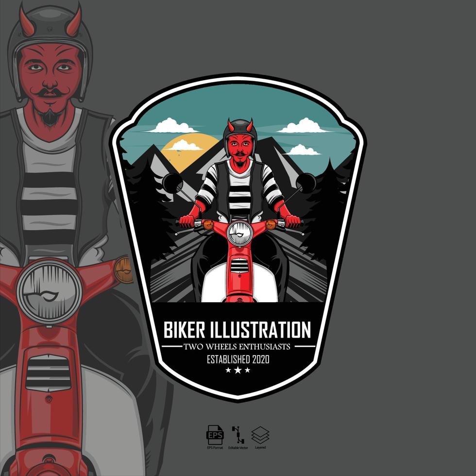 ilustración de motociclista con un fondo gris vector
