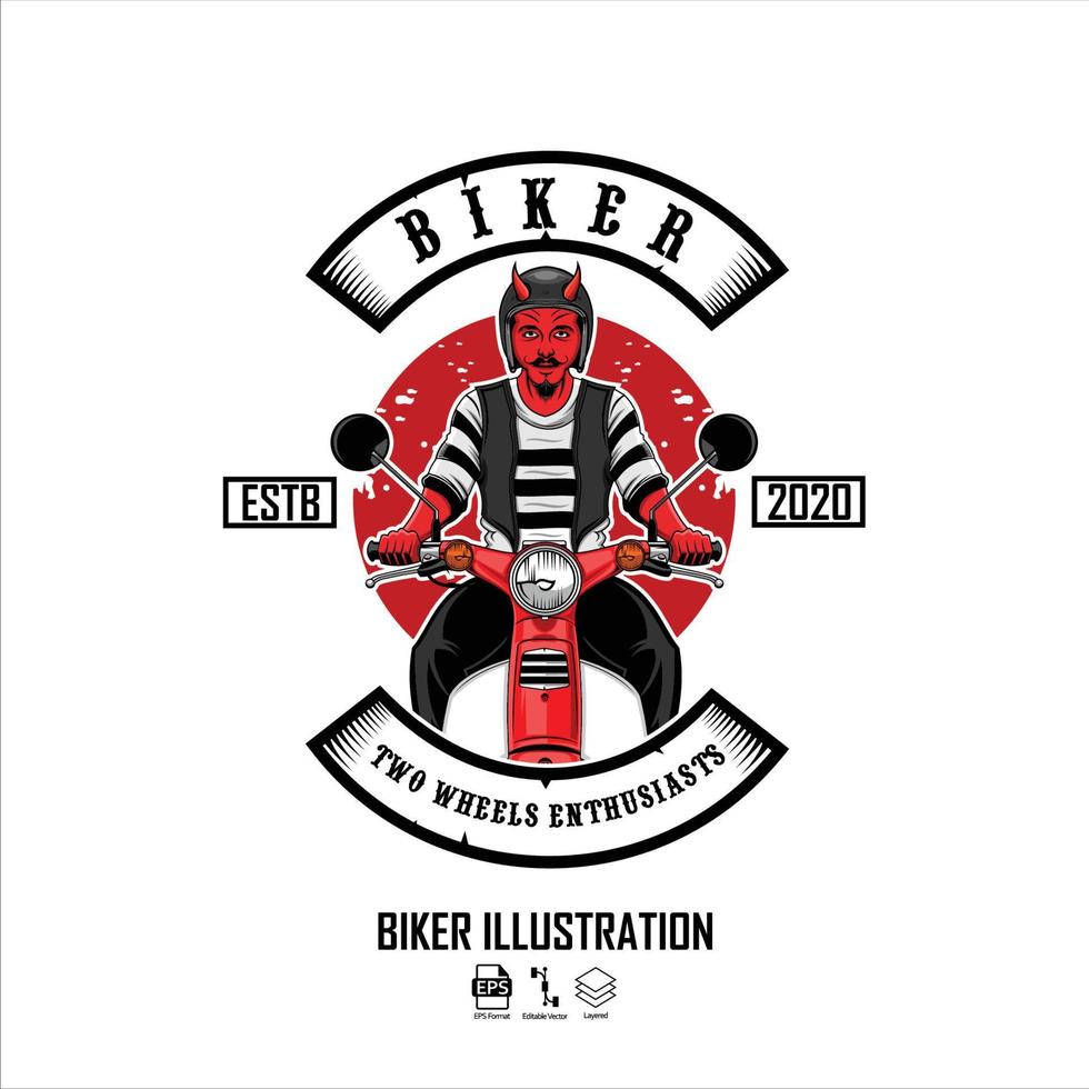 BIKER ILLUSTRATION WITH A WHITE BACKGROUND vector