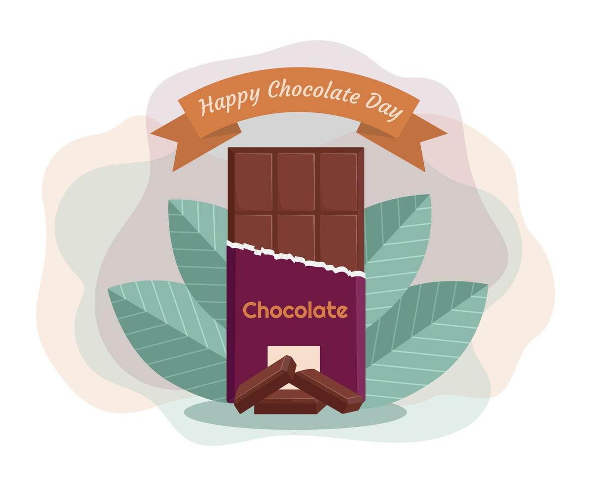 delicioso feliz día del chocolate. el día del chocolate, es una celebración anual del chocolate, que se lleva a cabo en todo el mundo el 7 de julio vector