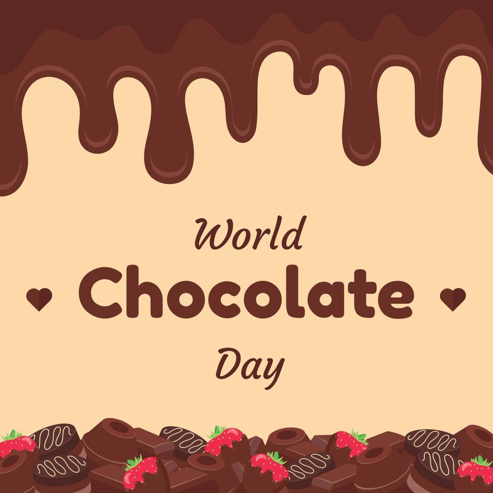 World Chocolate Day. Vector Illustration. World Chocolate Day 13 September. Line Art Vector Illustration in Flat Style Design. Suitable for greeting card, poster and banner.